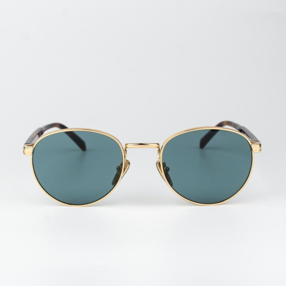 Prada Women Sunglasses Gold Lago Round PRB51S 5AK40K NEW AUTHENTIC
